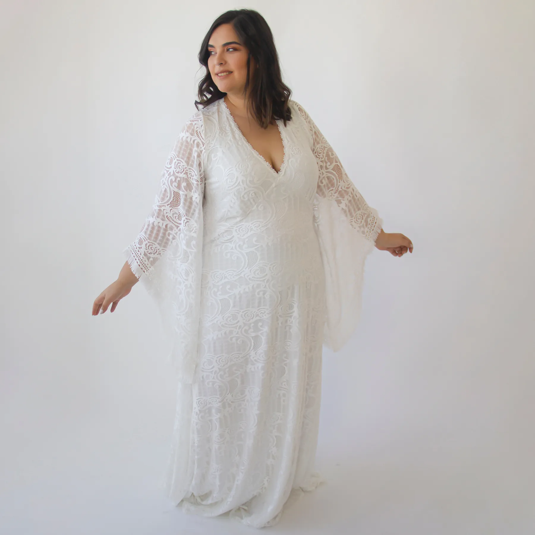 Curvy Kaftan Dress with fringe #1328