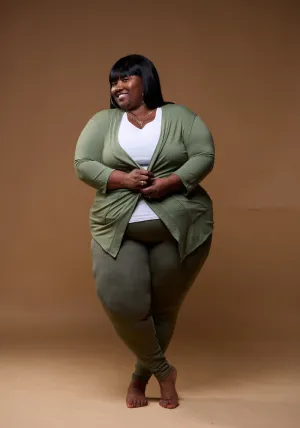 Curvy Plus size Olive Green Stretch Pants ONLY