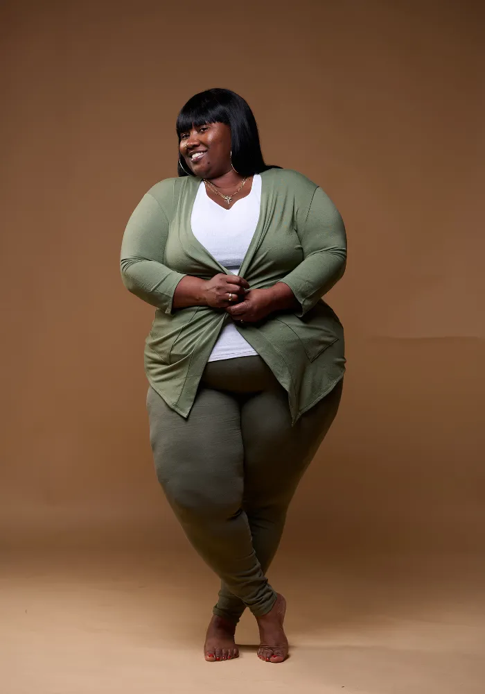 Curvy Plus size Olive Green Stretch Pants ONLY