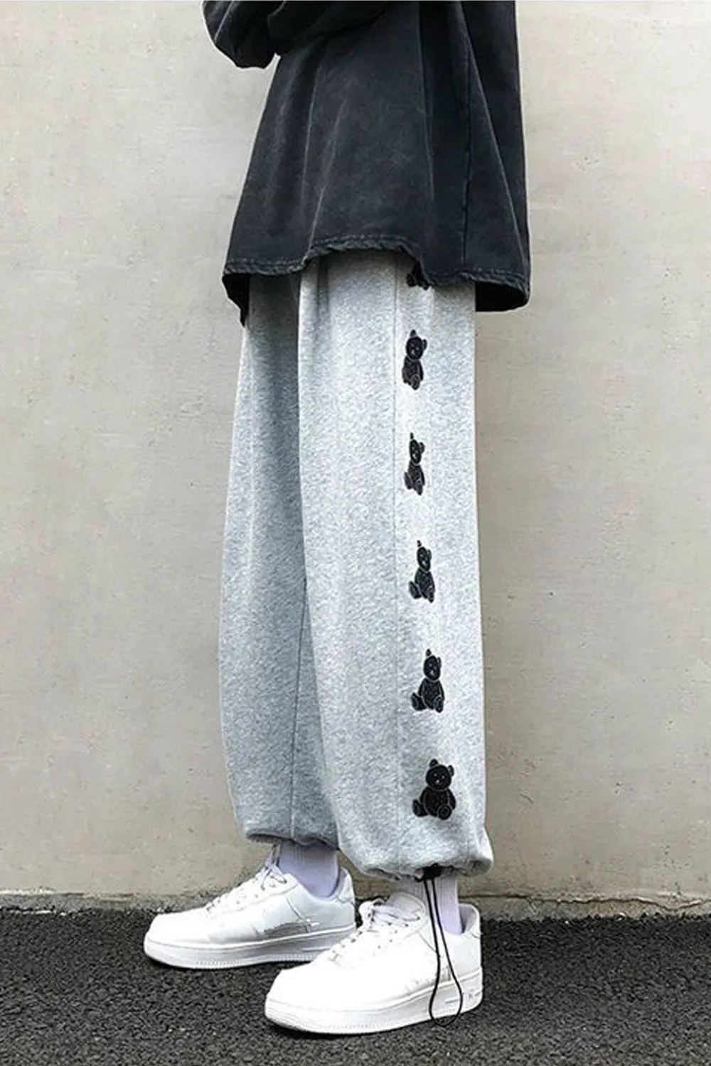 Cute Bear Side Printed Jogging Sweatpants