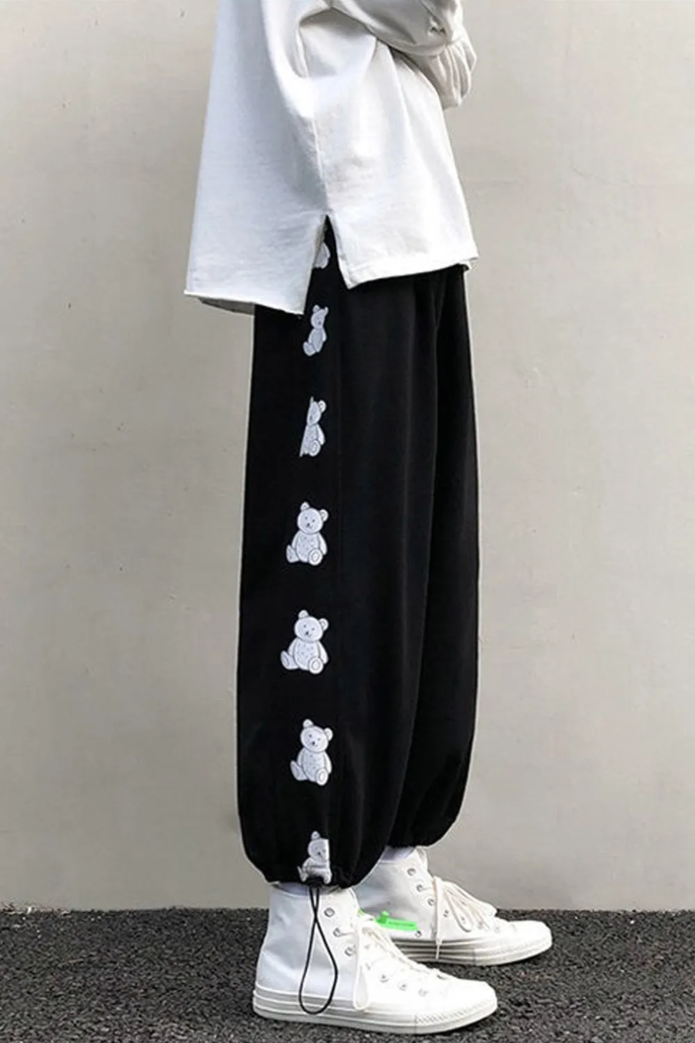 Cute Bear Side Printed Jogging Sweatpants