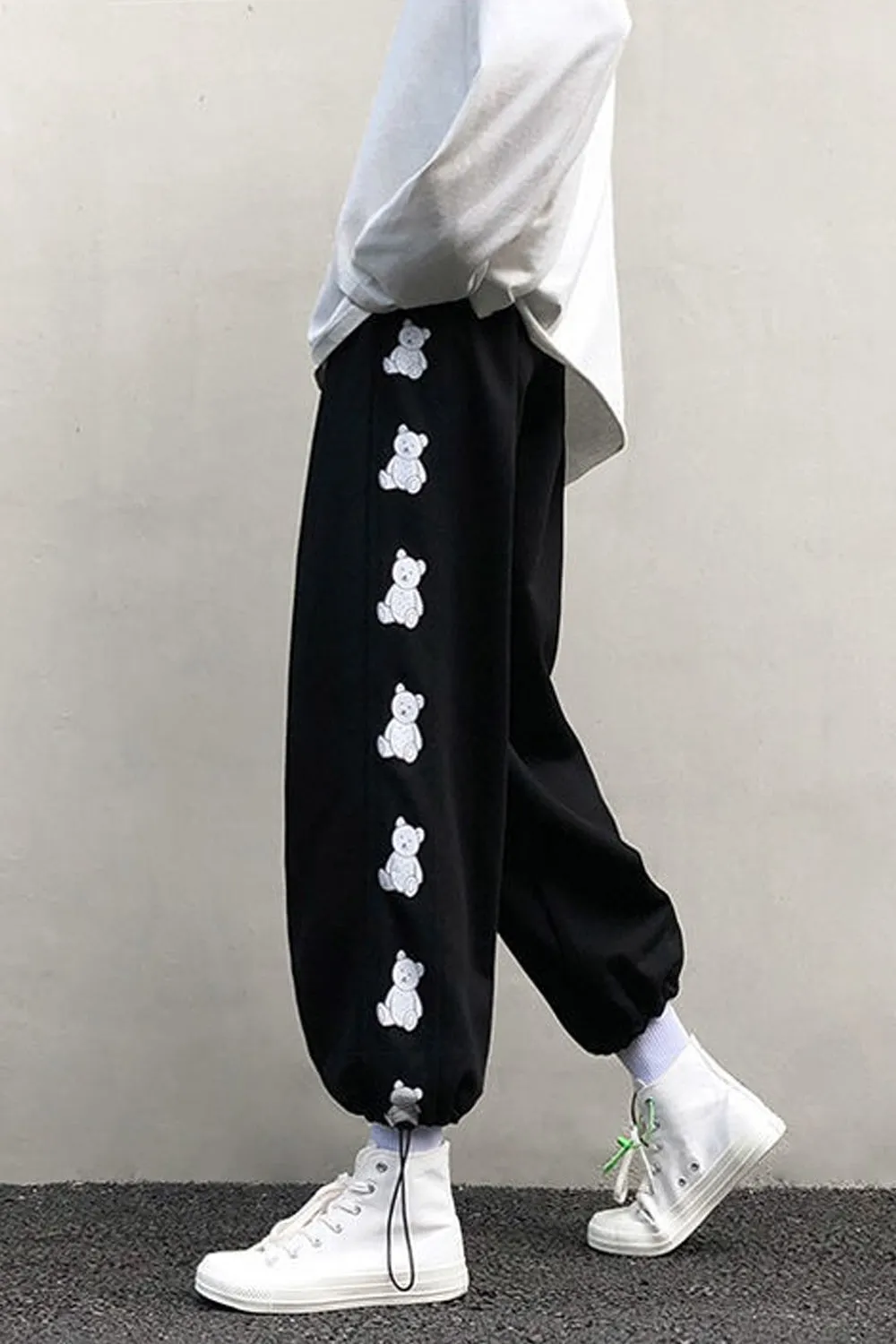 Cute Bear Side Printed Jogging Sweatpants