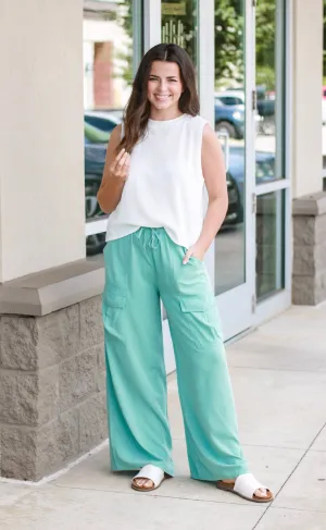 Cute in Comfort Wide Leg Pants in Teal