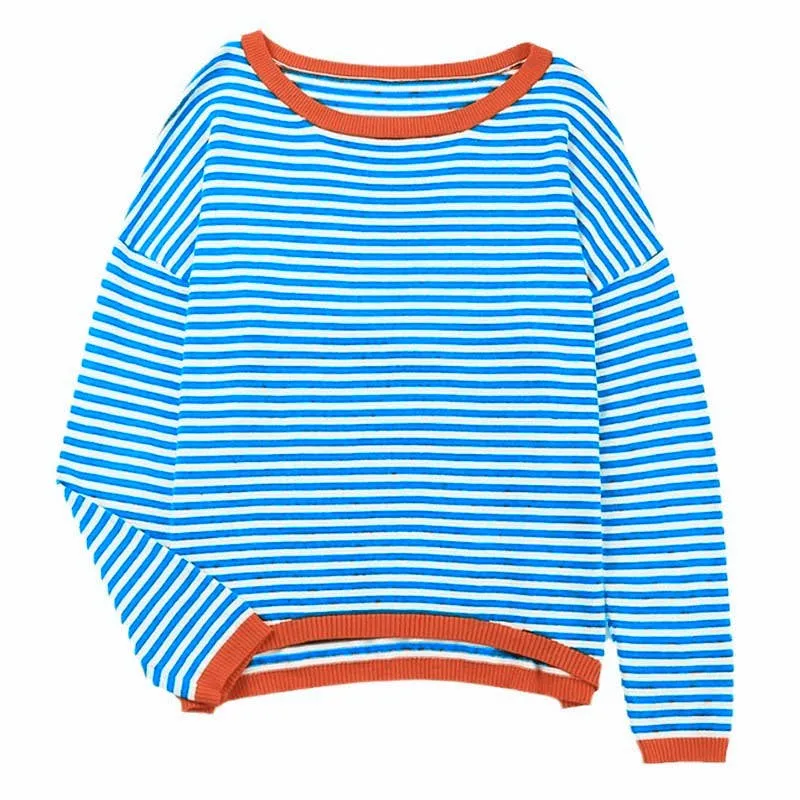 CWOSWL0811_ Long Sleeve Loose Neck Pullover Sweater: White / (XL) 1