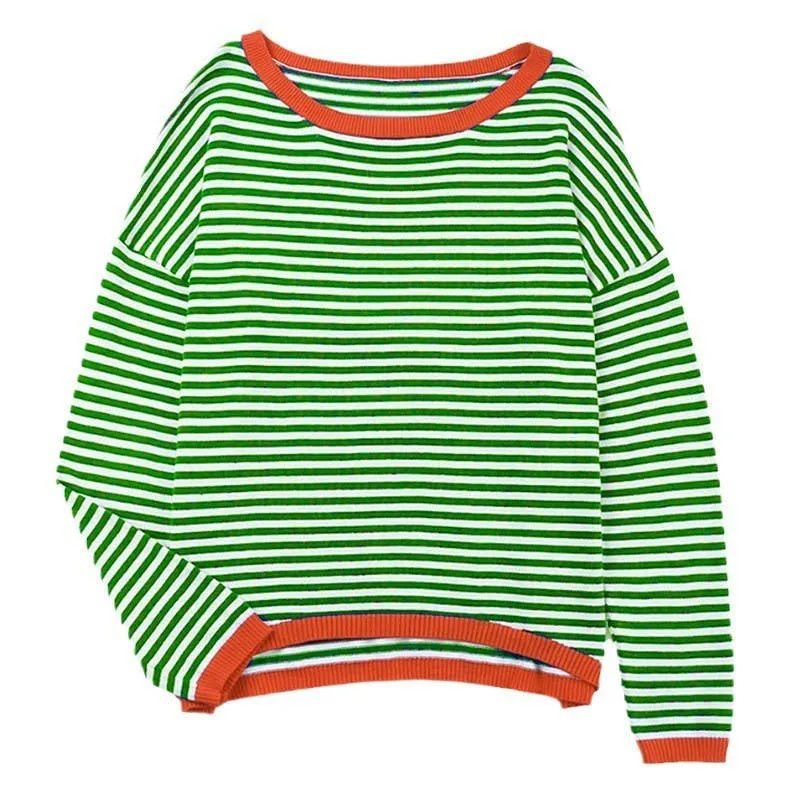 CWOSWL0811_ Long Sleeve Loose Neck Pullover Sweater: White / (XL) 1