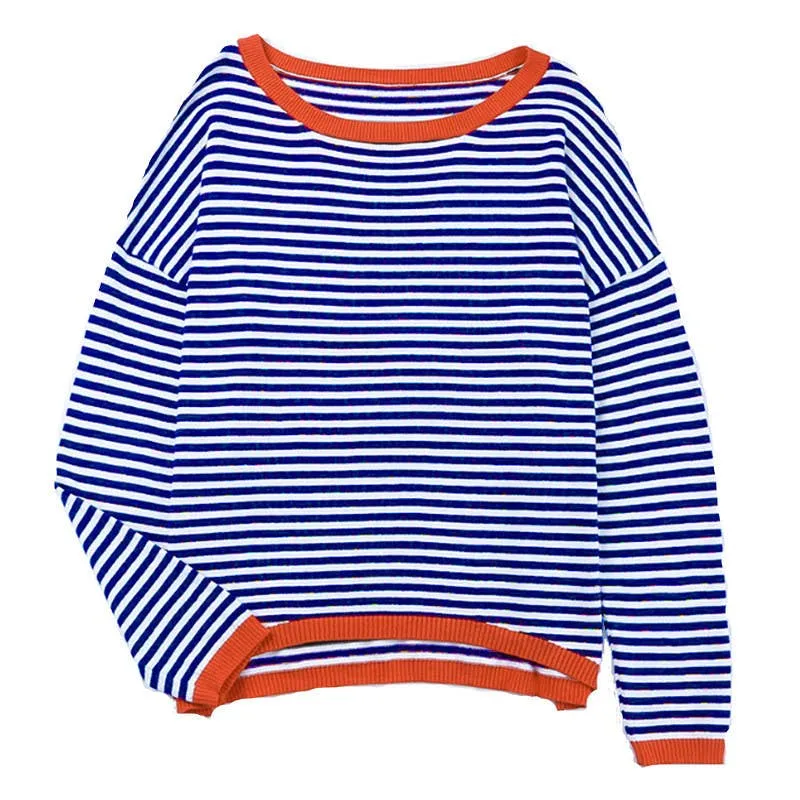 CWOSWL0811_ Long Sleeve Loose Neck Pullover Sweater: White / (XL) 1