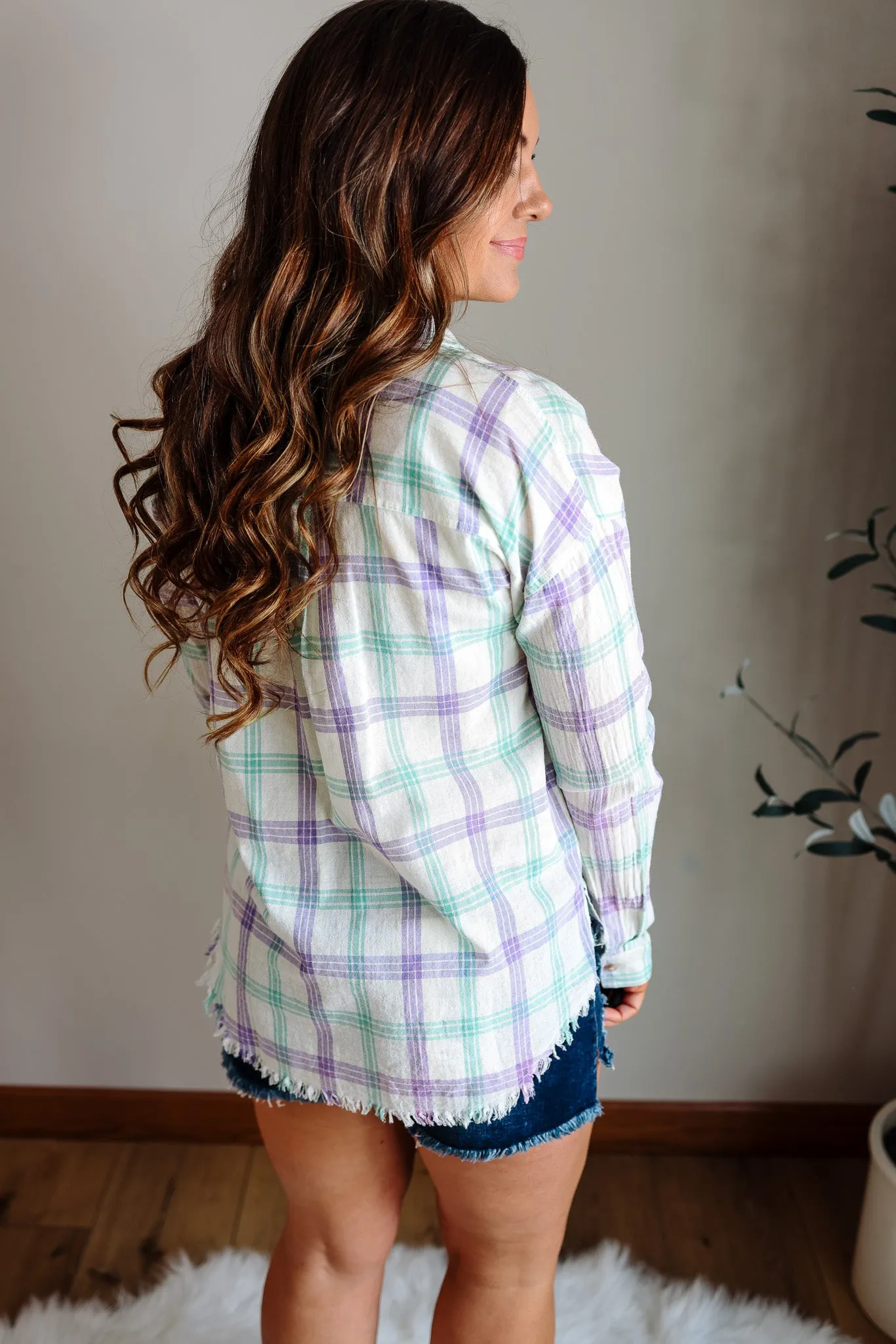 Dahlia Plaid Shirt - Ecru/Purple