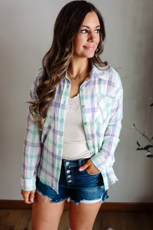 Dahlia Plaid Shirt - Ecru/Purple