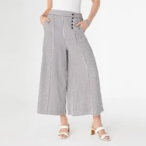 Dahlia Striped Textured Pants with Side Pockets