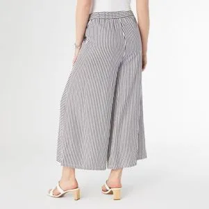Dahlia Striped Textured Pants with Side Pockets