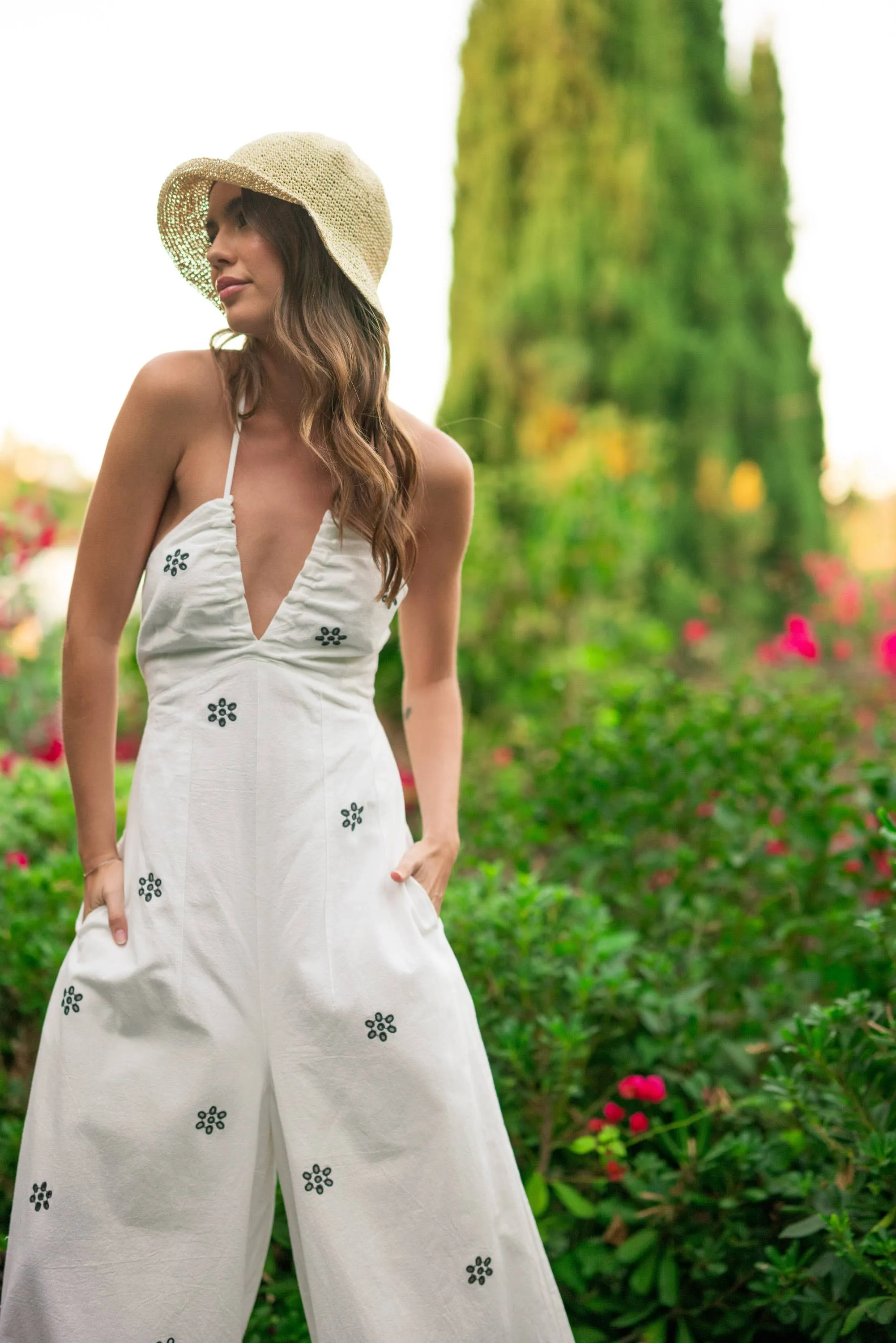 Daisy Embroidered Detail Jumpsuit