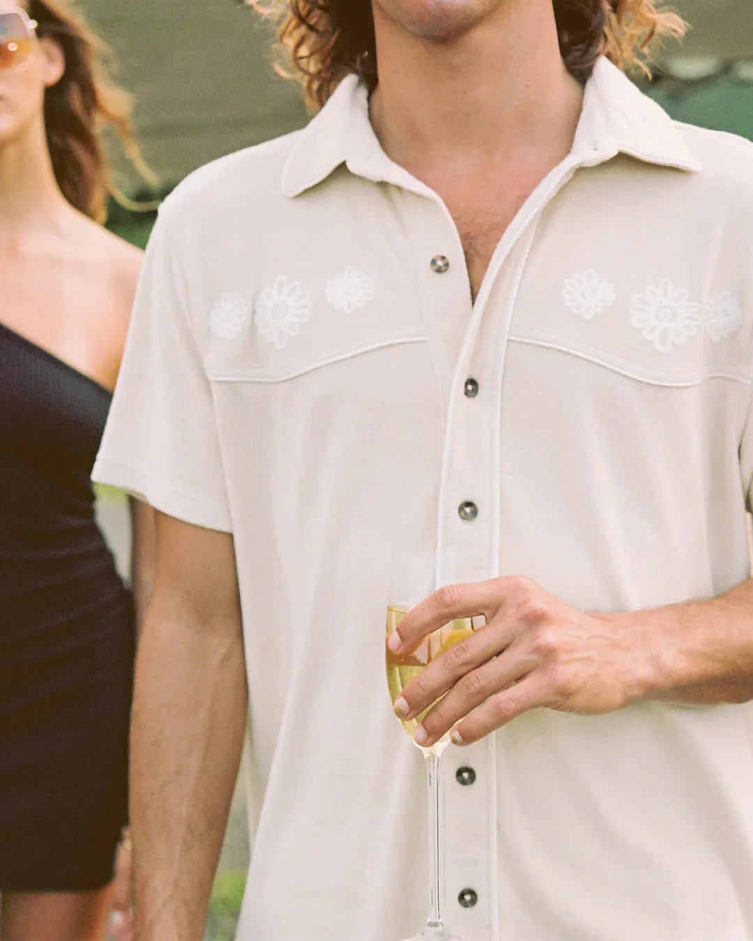 DANDY DEL MAR THE GAUCHO TERRY CLOTH SHIRT IN ALABASTER