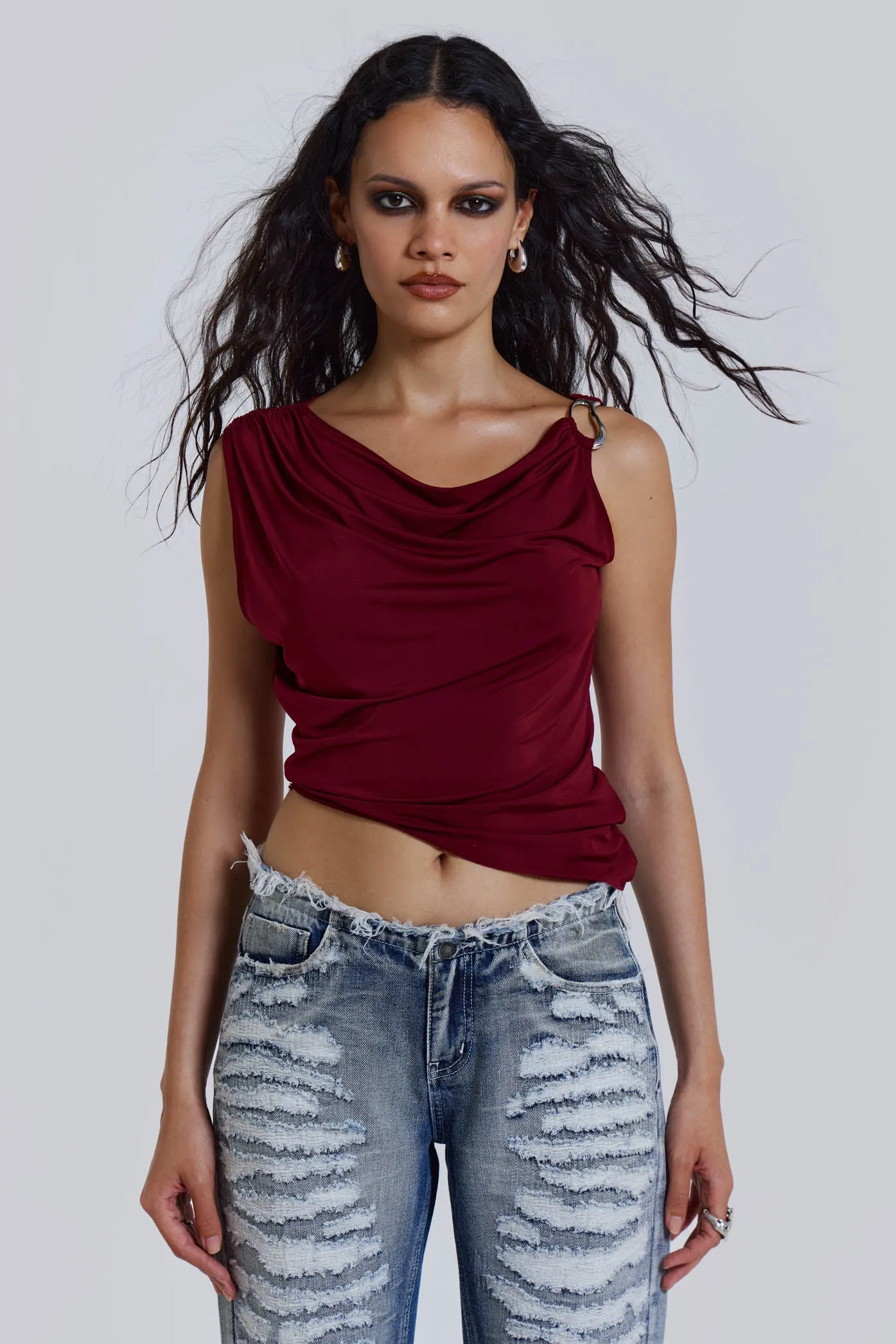 Dare To Drape Top In Red Wine