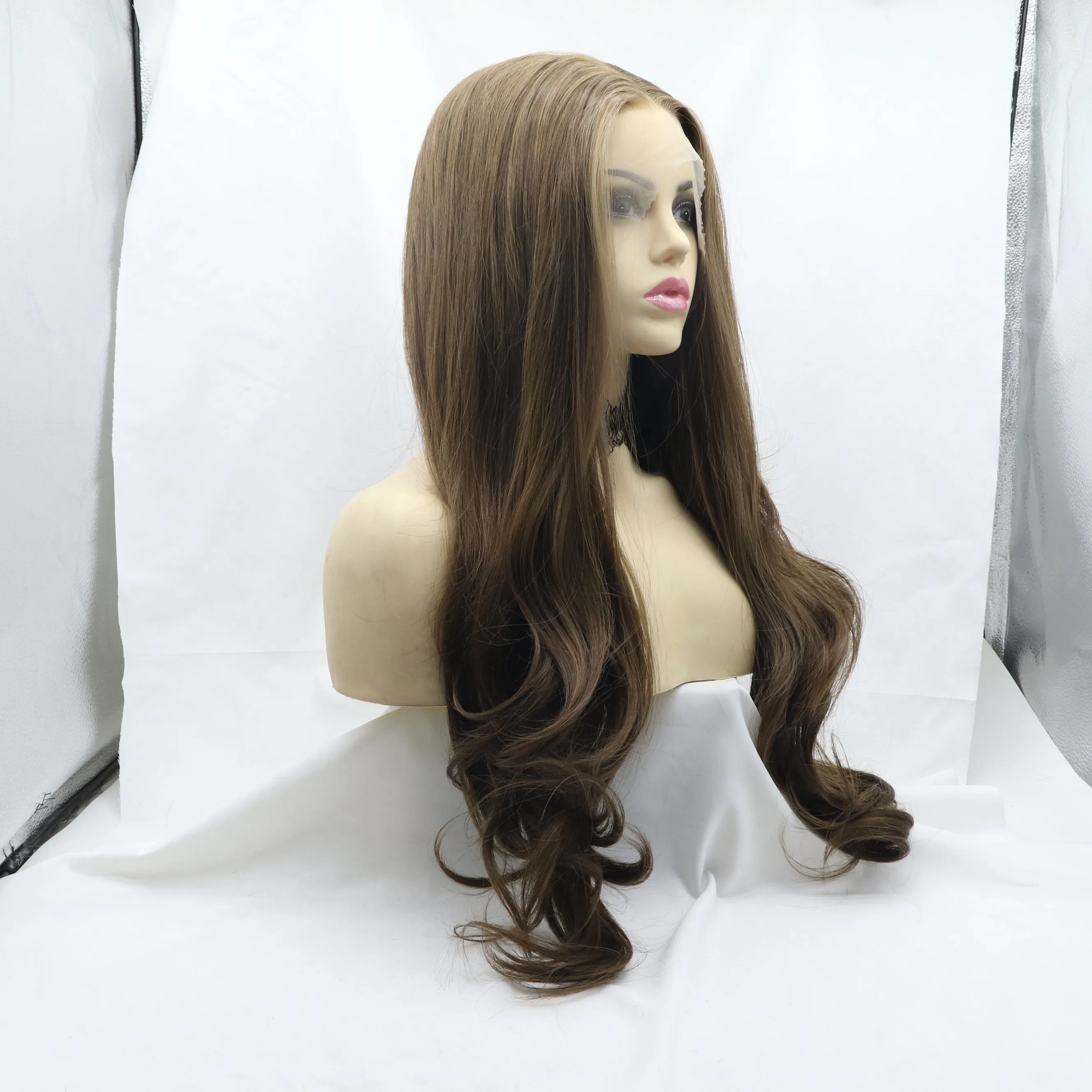 Dark Brown Wavy Long Synthetic Lace Front Wig