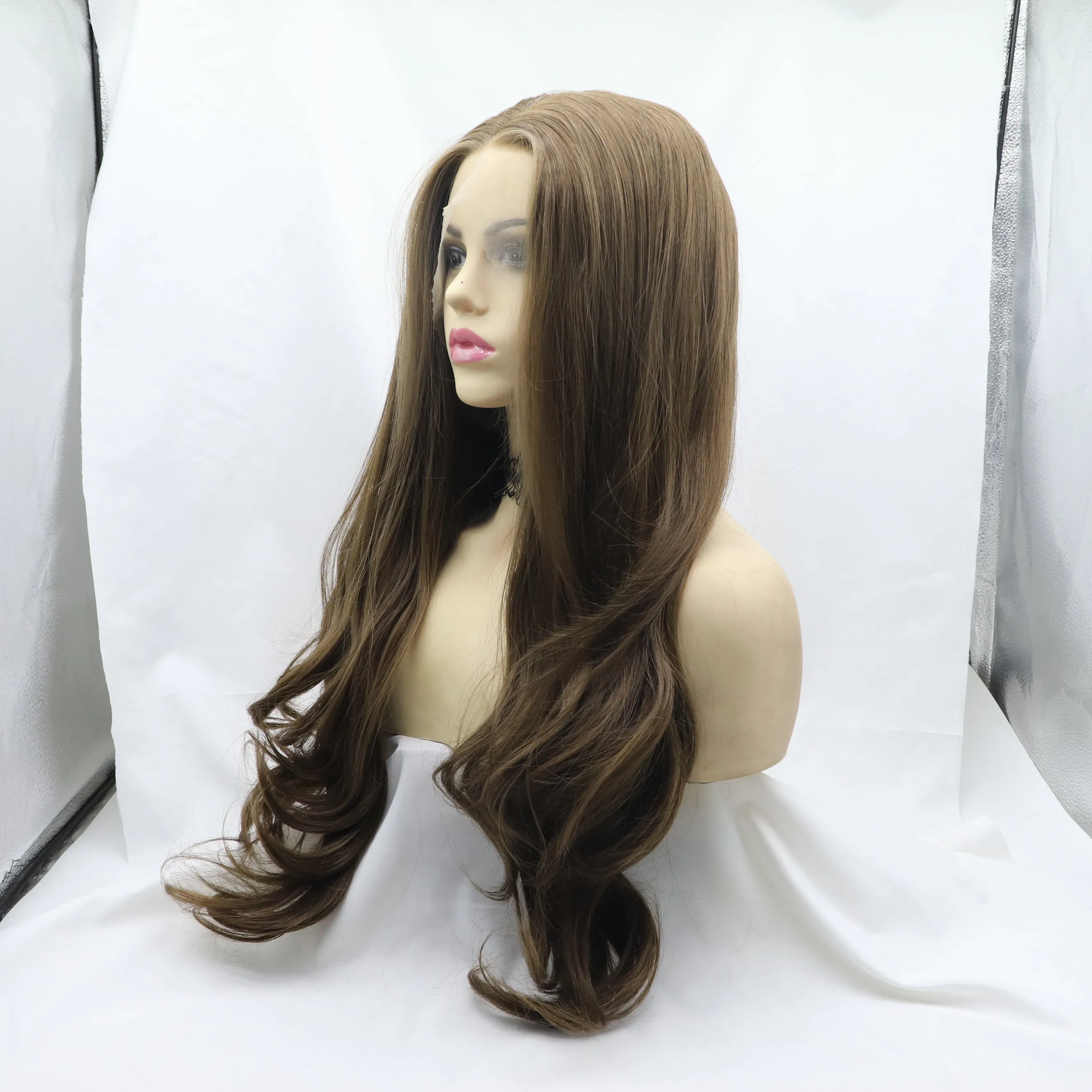 Dark Brown Wavy Long Synthetic Lace Front Wig