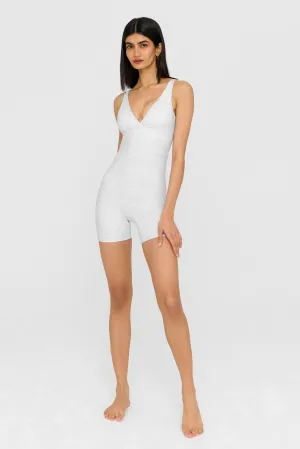 DAYFLEX BUILT-IN SUPPORT V NECK UNITARD - GREY MARL