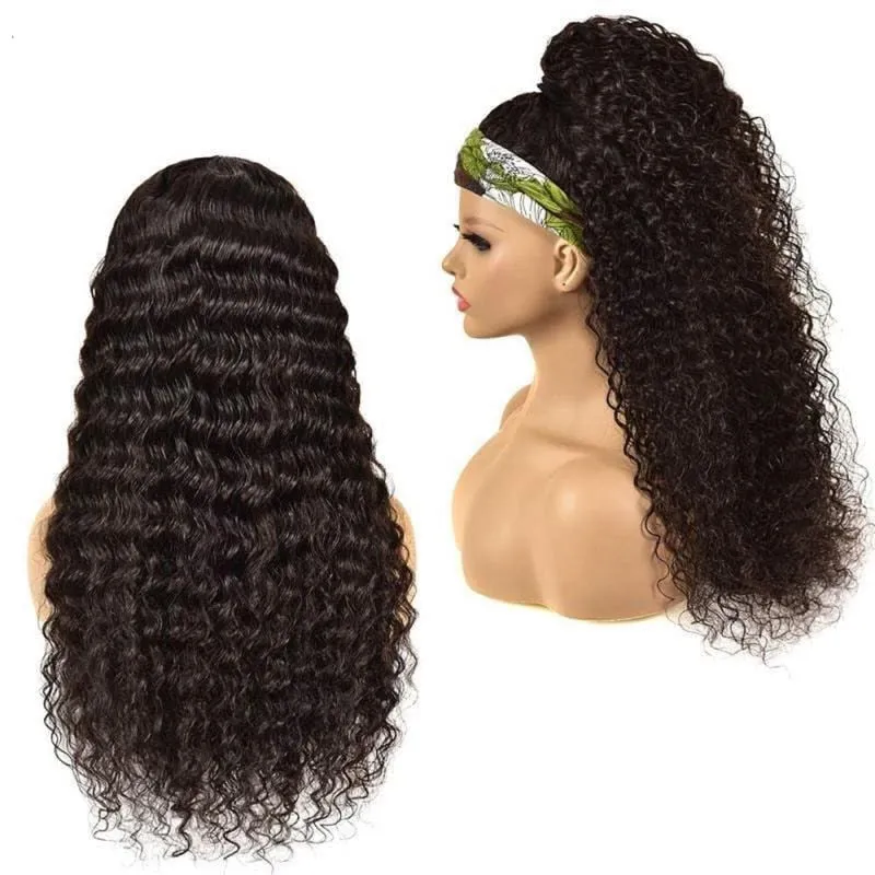 Deep Wave Curly Brazilian Human Hair Headband Wigs