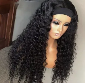 Deep Wave Curly Brazilian Human Hair Headband Wigs