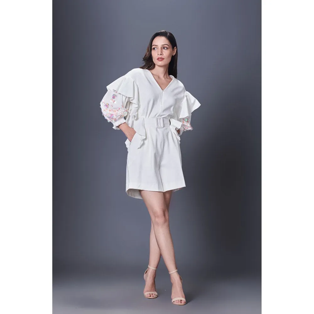 Deepika Arora White Playsuit (Set of 2)