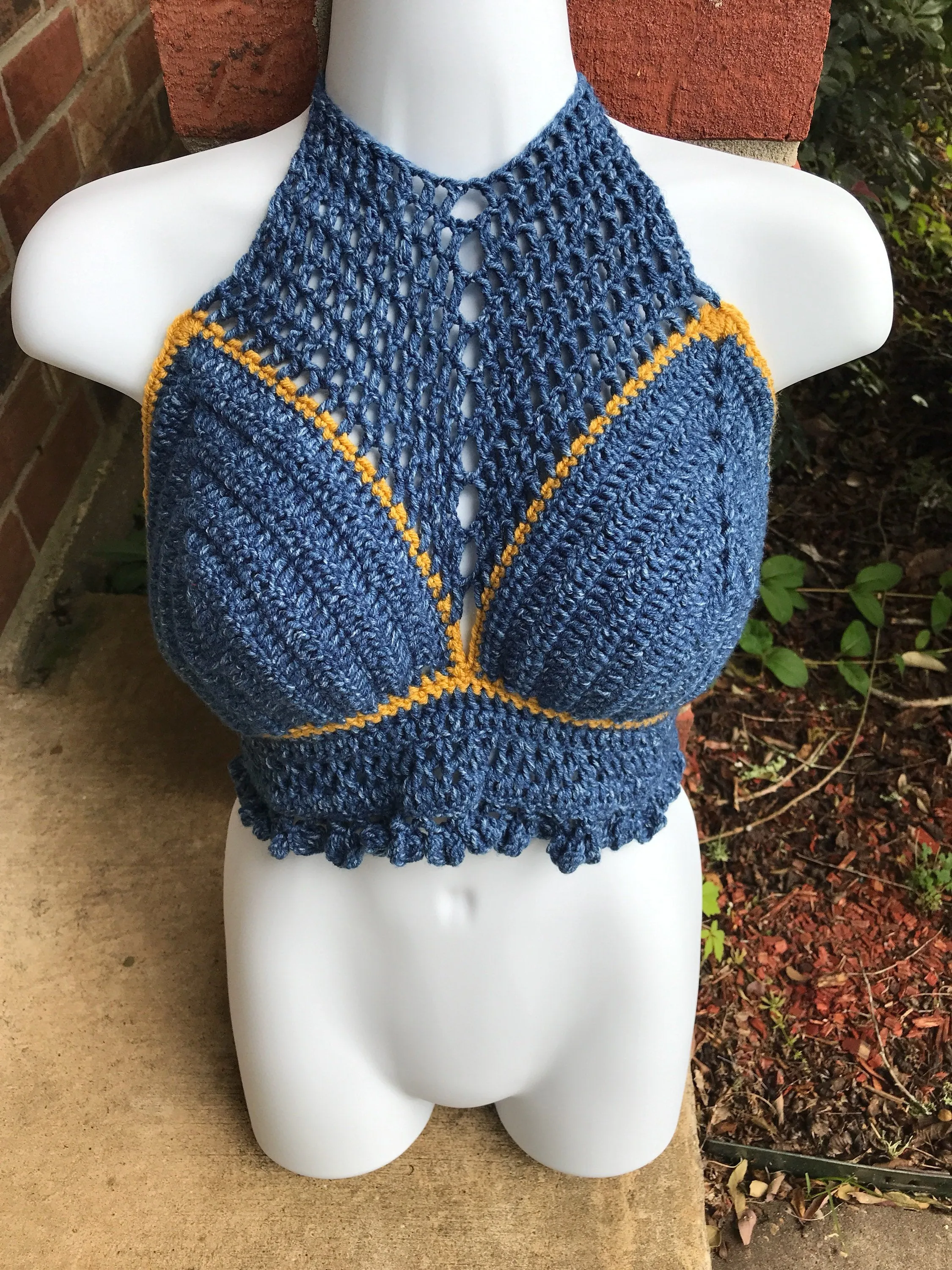 Denim Lace Halter Top