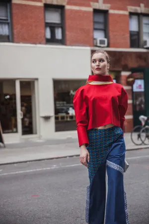 Denim-linen pants