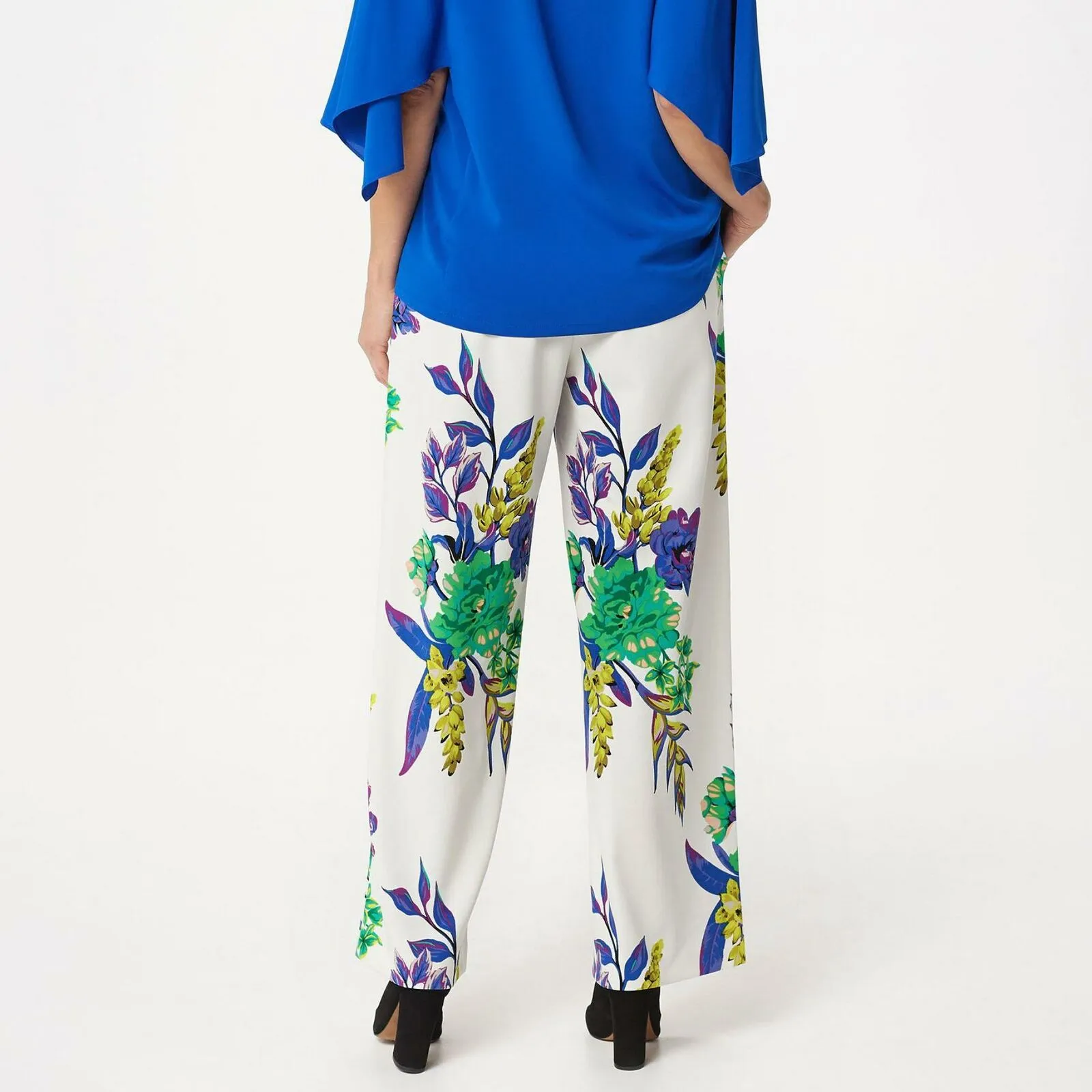Dennis Basso Women's Floral Luxe Crepe Wide Leg Pants