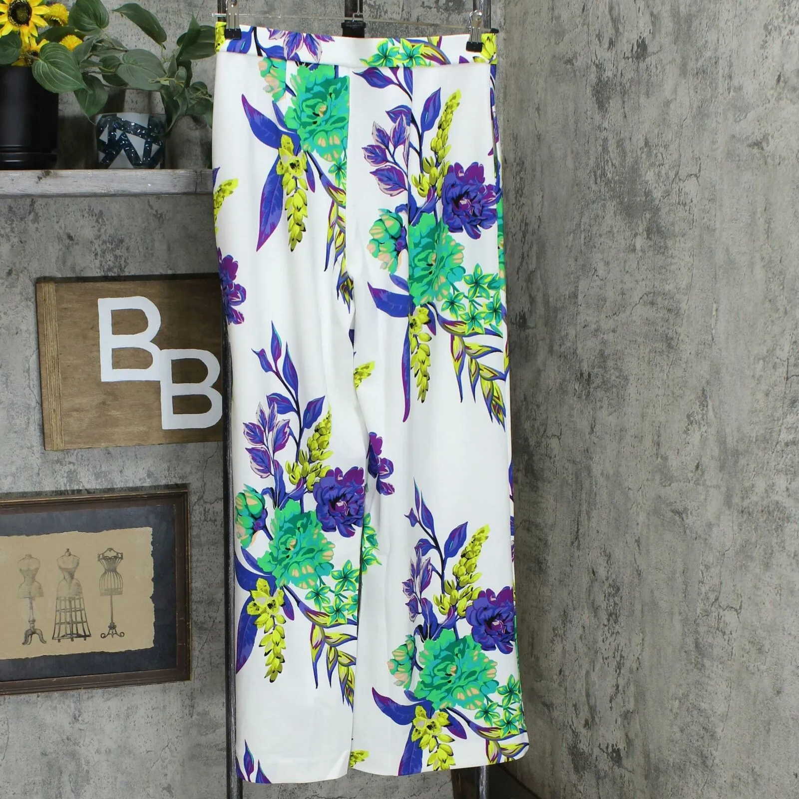 Dennis Basso Women's Floral Luxe Crepe Wide Leg Pants