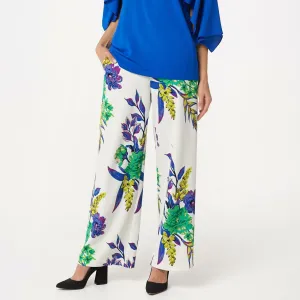 Dennis Basso Women's Floral Luxe Crepe Wide Leg Pants