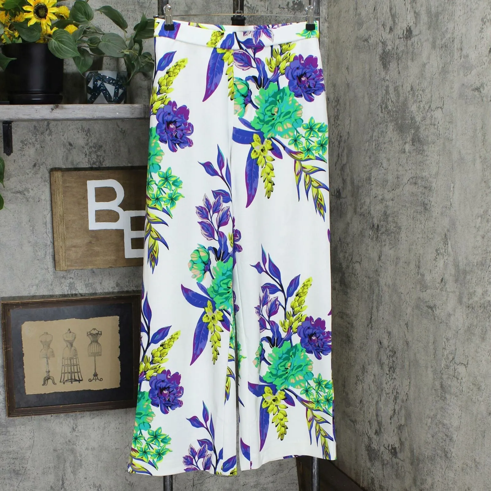 Dennis Basso Women's Floral Luxe Crepe Wide Leg Pants