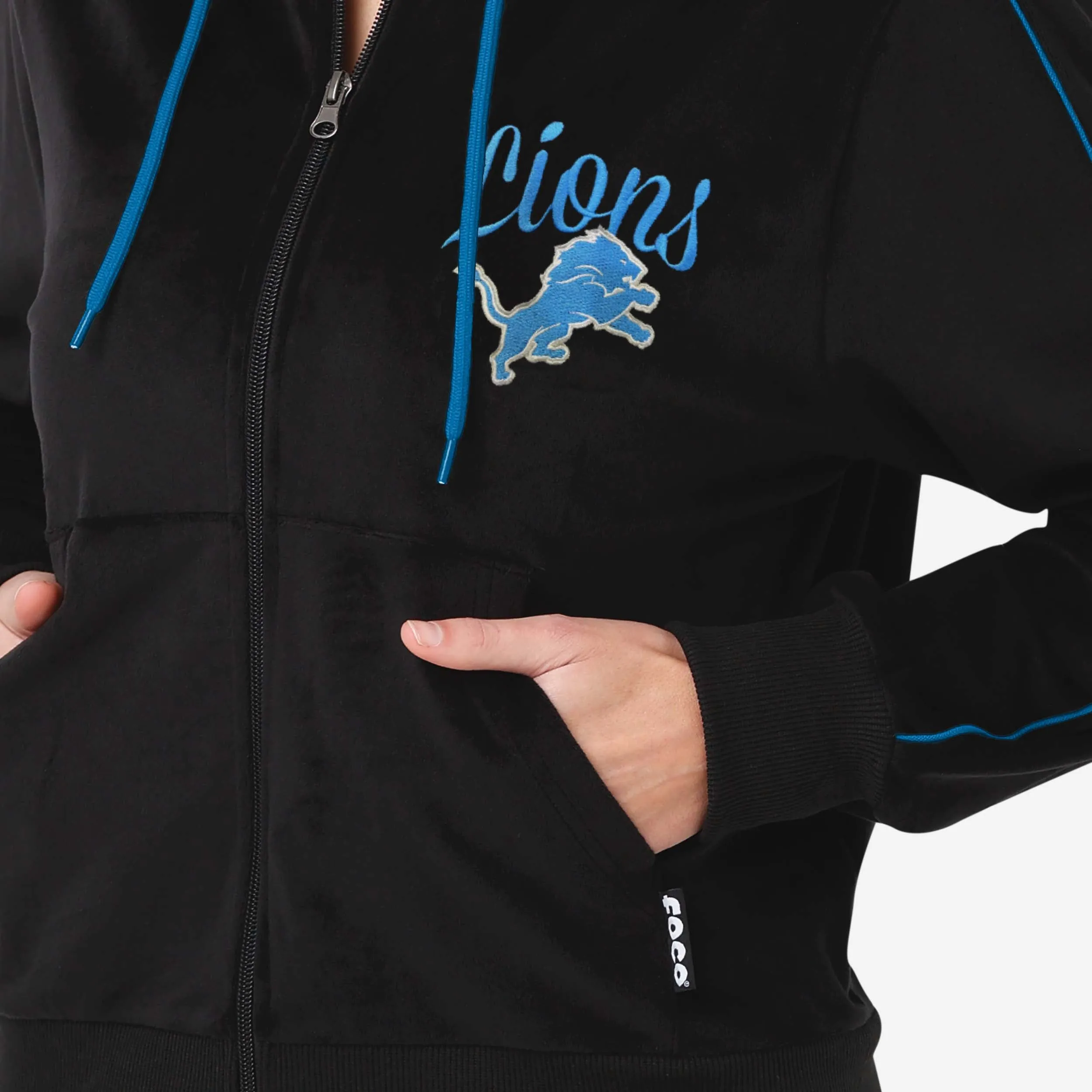 Detroit Lions Womens Velour Zip Up Top