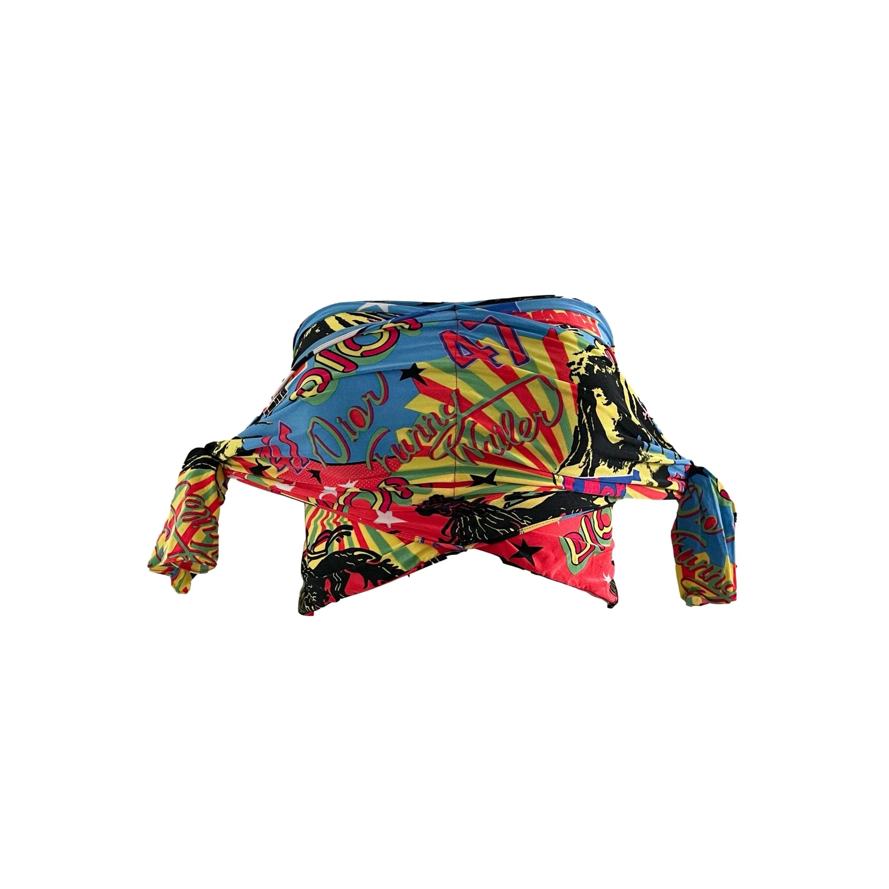 Dior Multicolor Rasta Print Off The Shoulder Crop