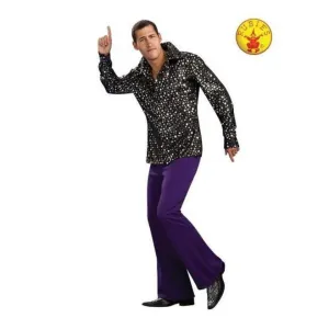Disco Shirt Black With Silver Stars, Adult