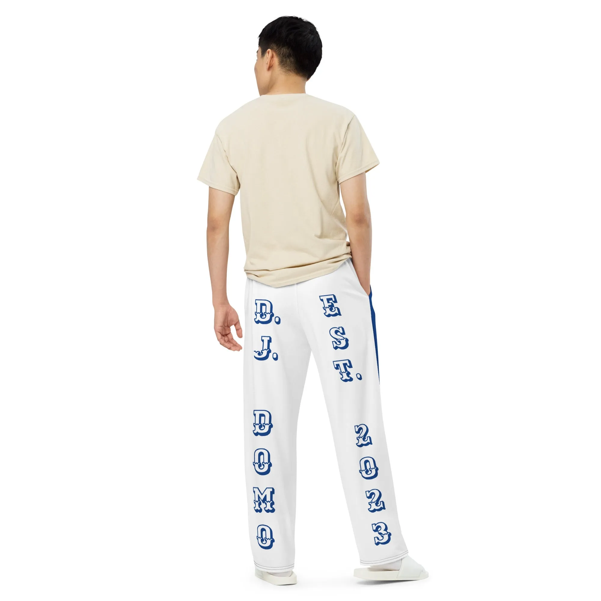 DJD VA- "It's A Hampton Thang" Unisex 2 Tone Wide-Leg Pants Blue/White/Red