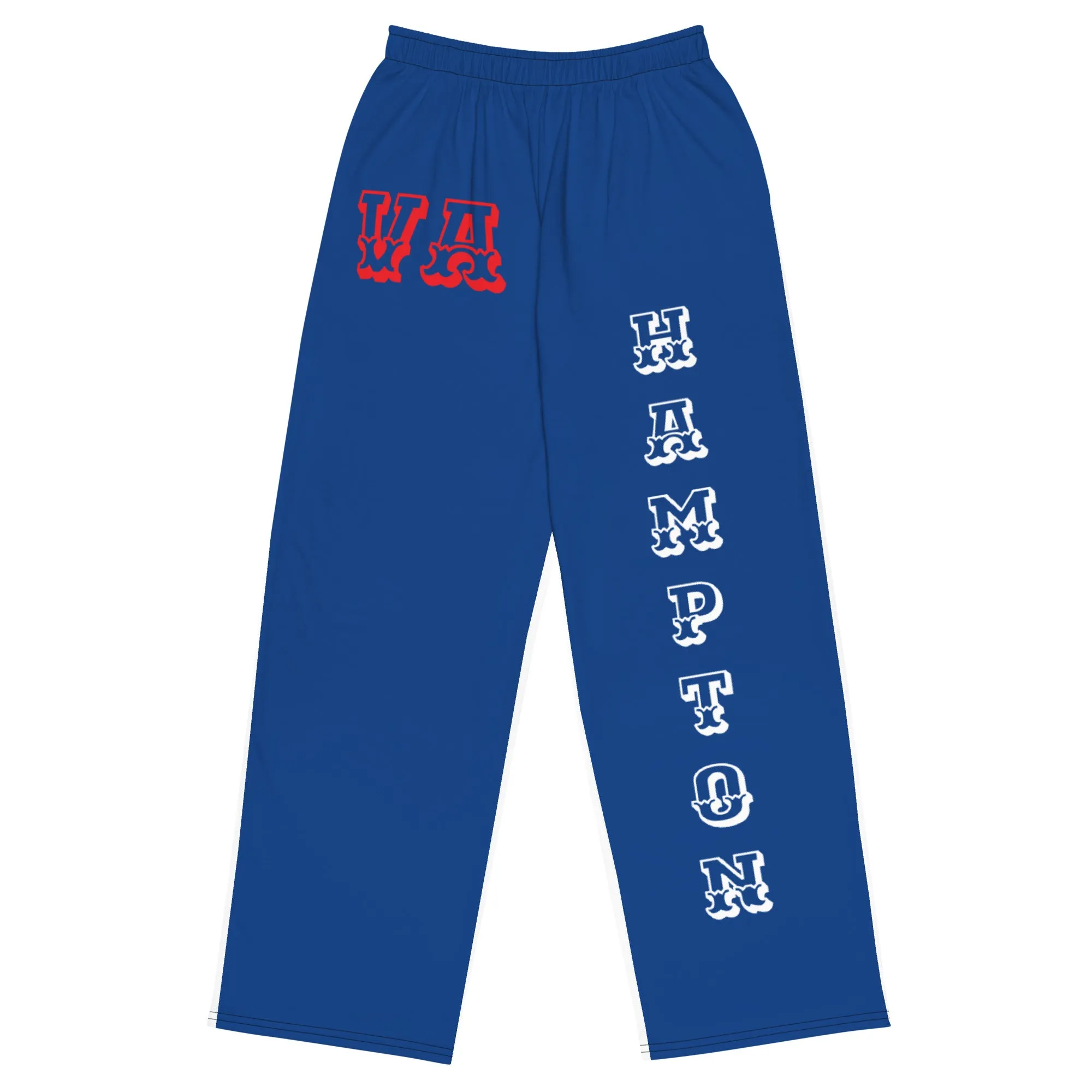 DJD VA- "It's A Hampton Thang" Unisex 2 Tone Wide-Leg Pants Blue/White/Red