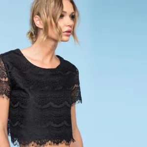 Dora Black Lace Crop Top