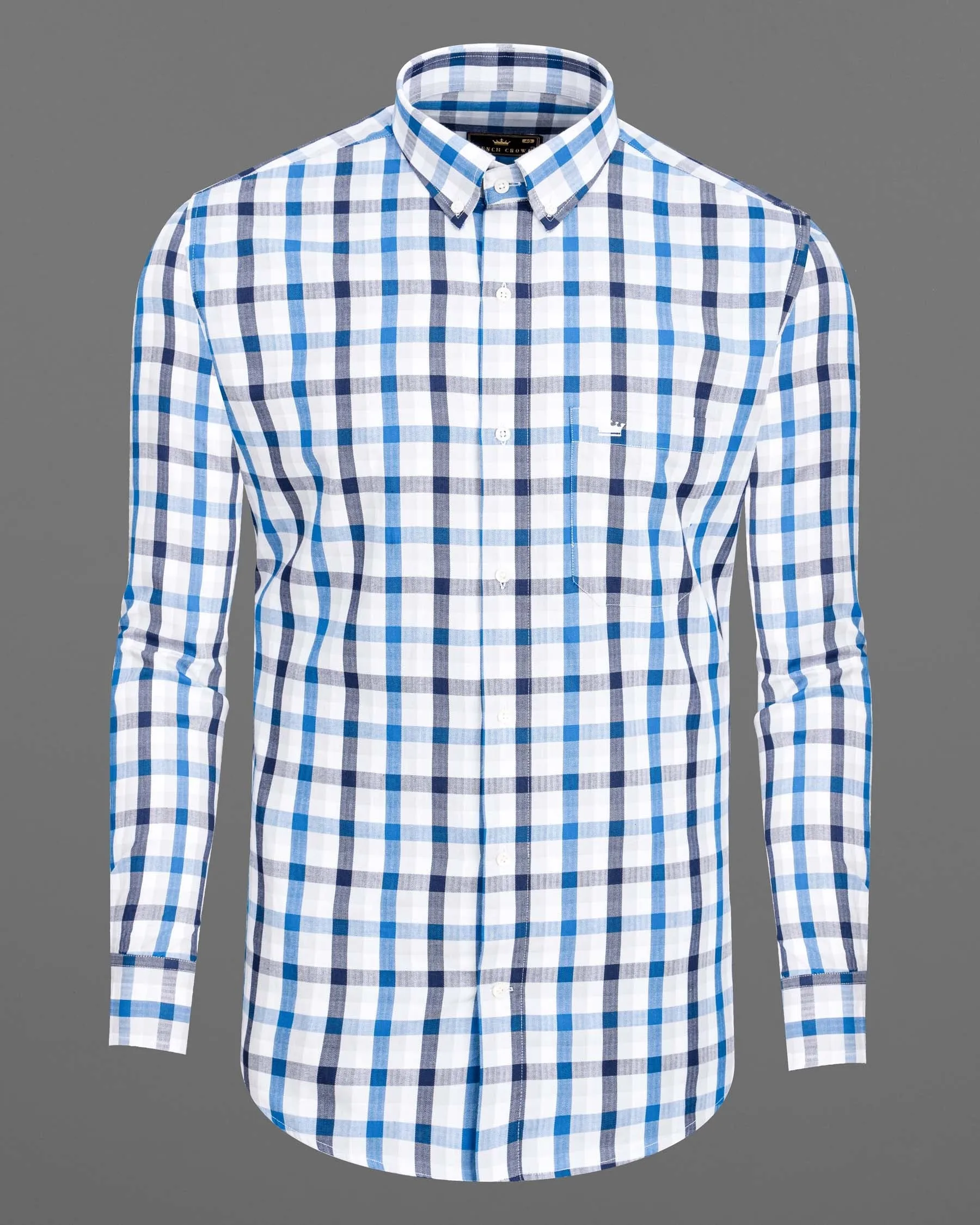 Downriver with Crystal Blue Plaid Herringbone Shirt