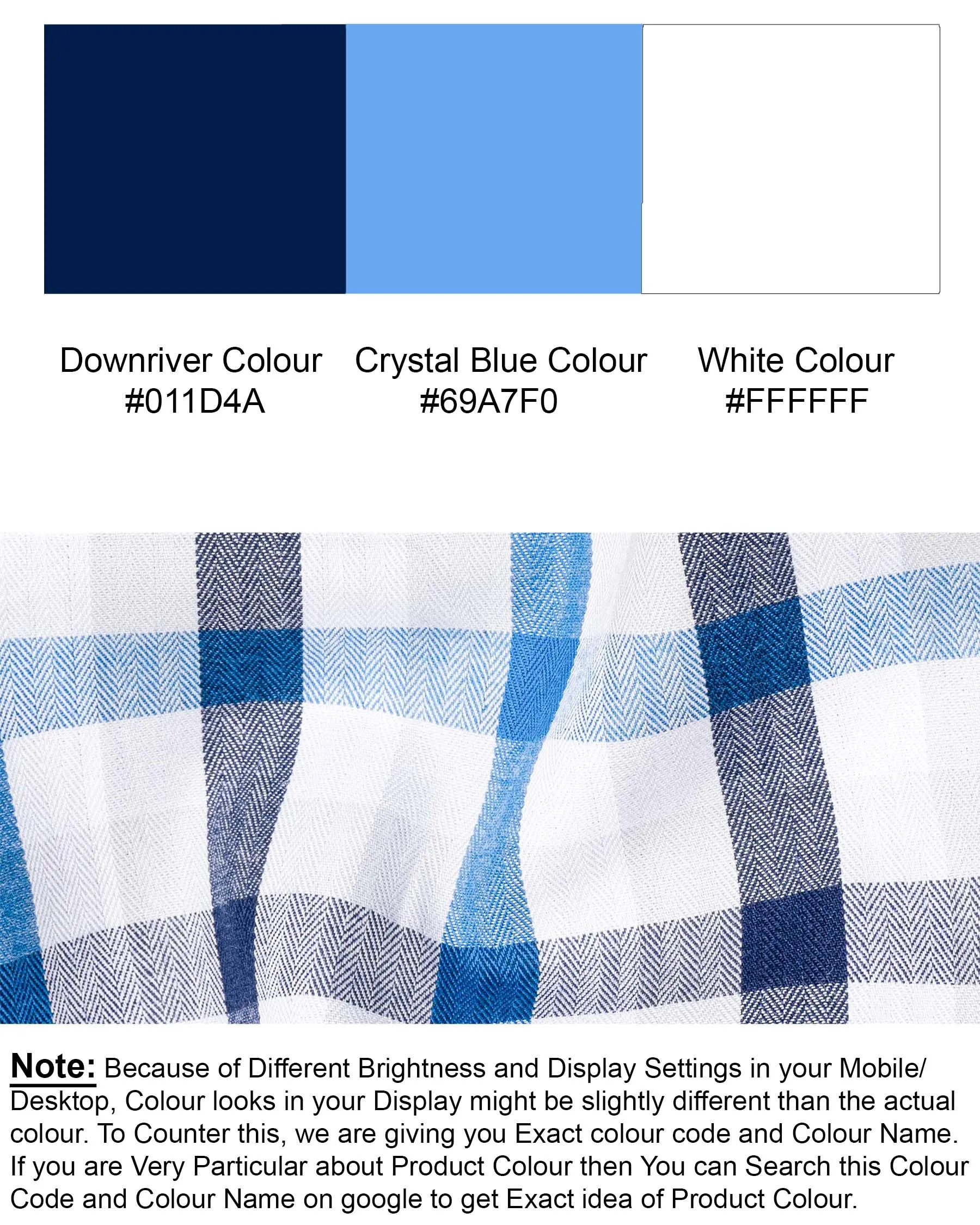 Downriver with Crystal Blue Plaid Herringbone Shirt