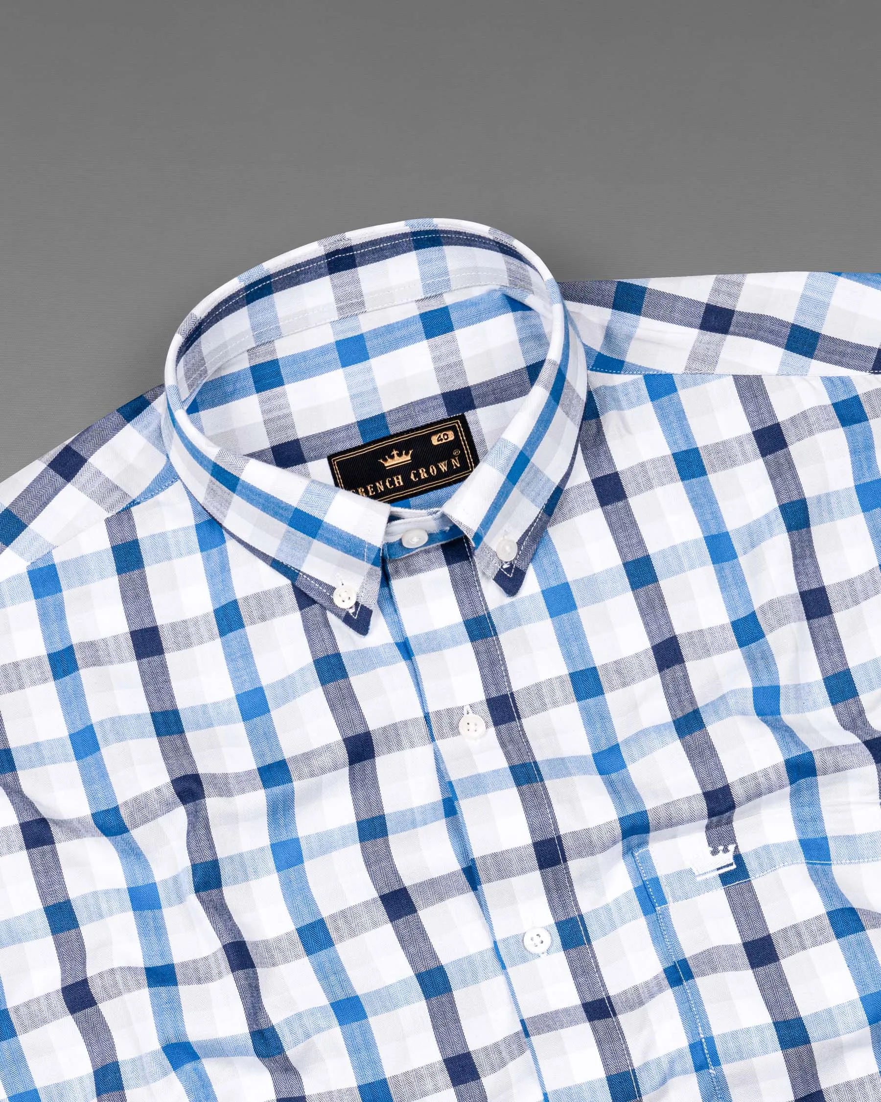 Downriver with Crystal Blue Plaid Herringbone Shirt