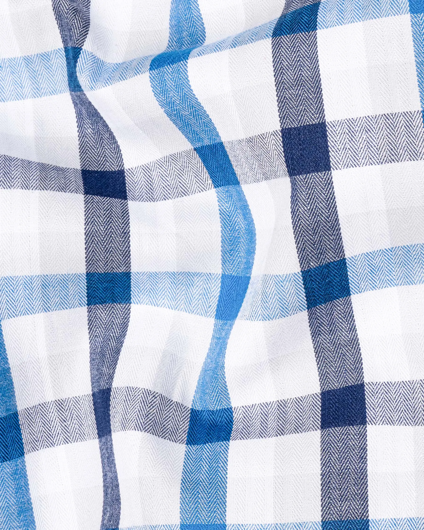 Downriver with Crystal Blue Plaid Herringbone Shirt