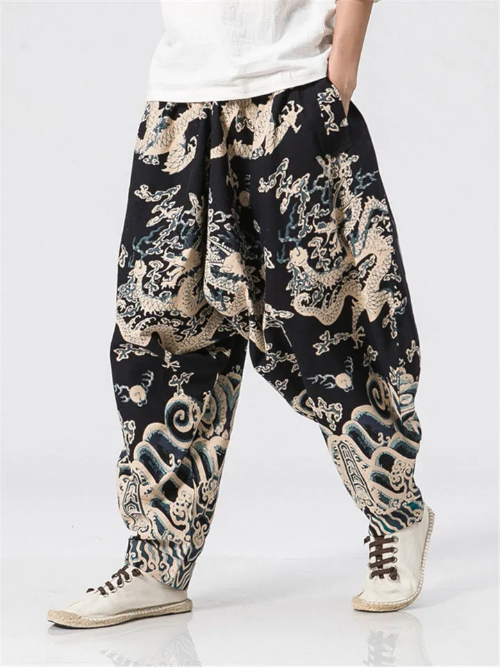 Dragons Printed Loose Bloomers For Men