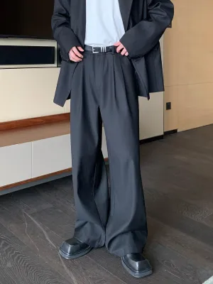 Drape Mopping Wide-leg Suit Pants