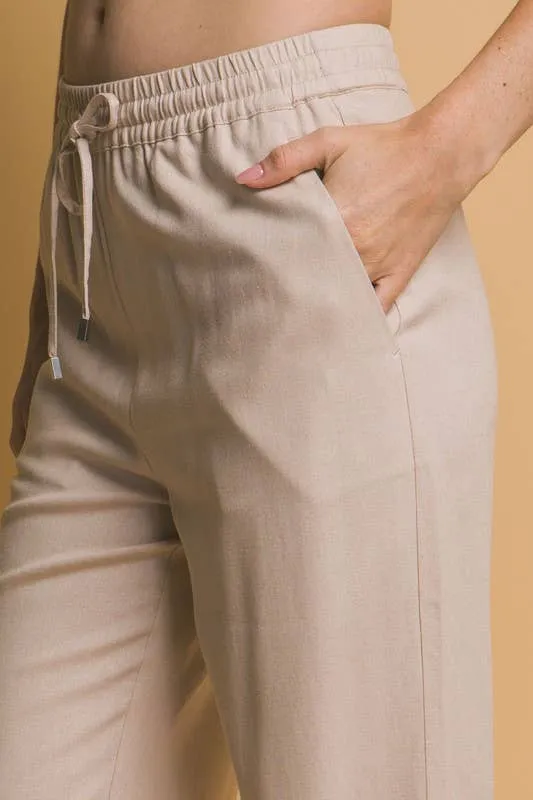 Drawstring Waist Linen Pants