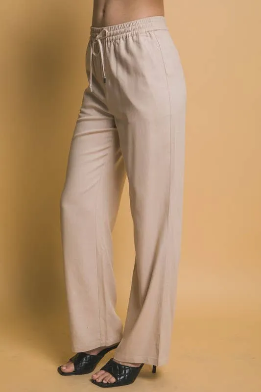 Drawstring Waist Linen Pants