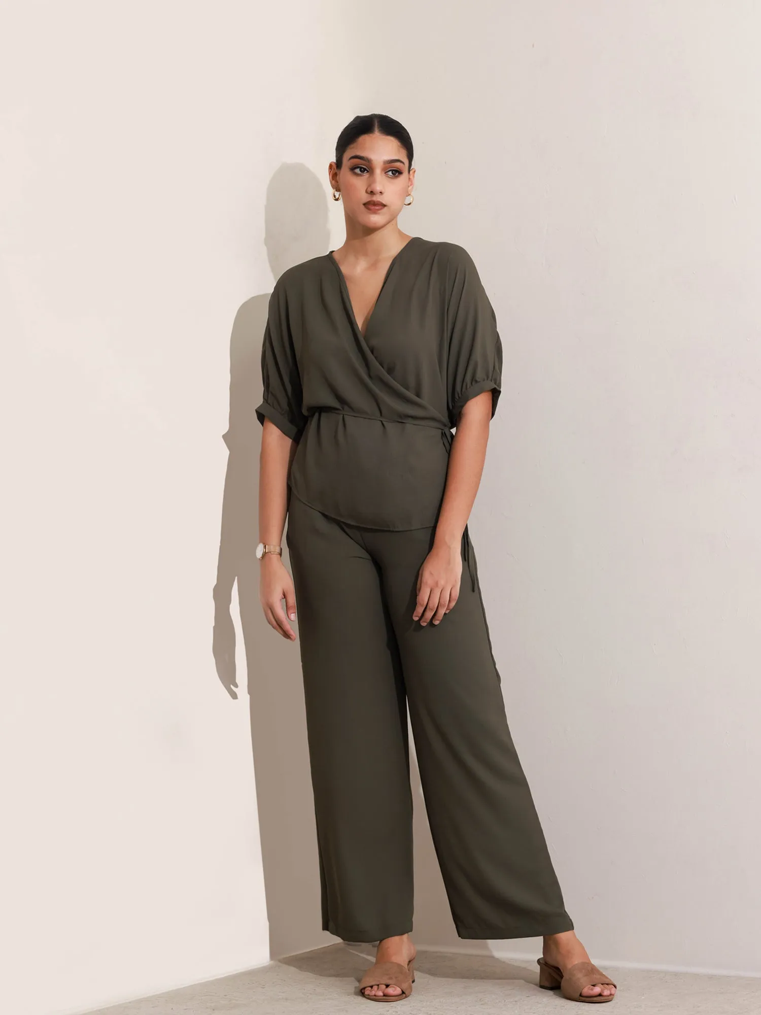 Drawstring Wide Leg Pant