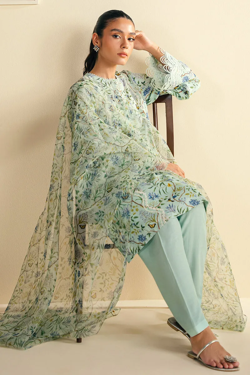 DUSTY AQUA-2 PC (SHIRT & DUPATTA)