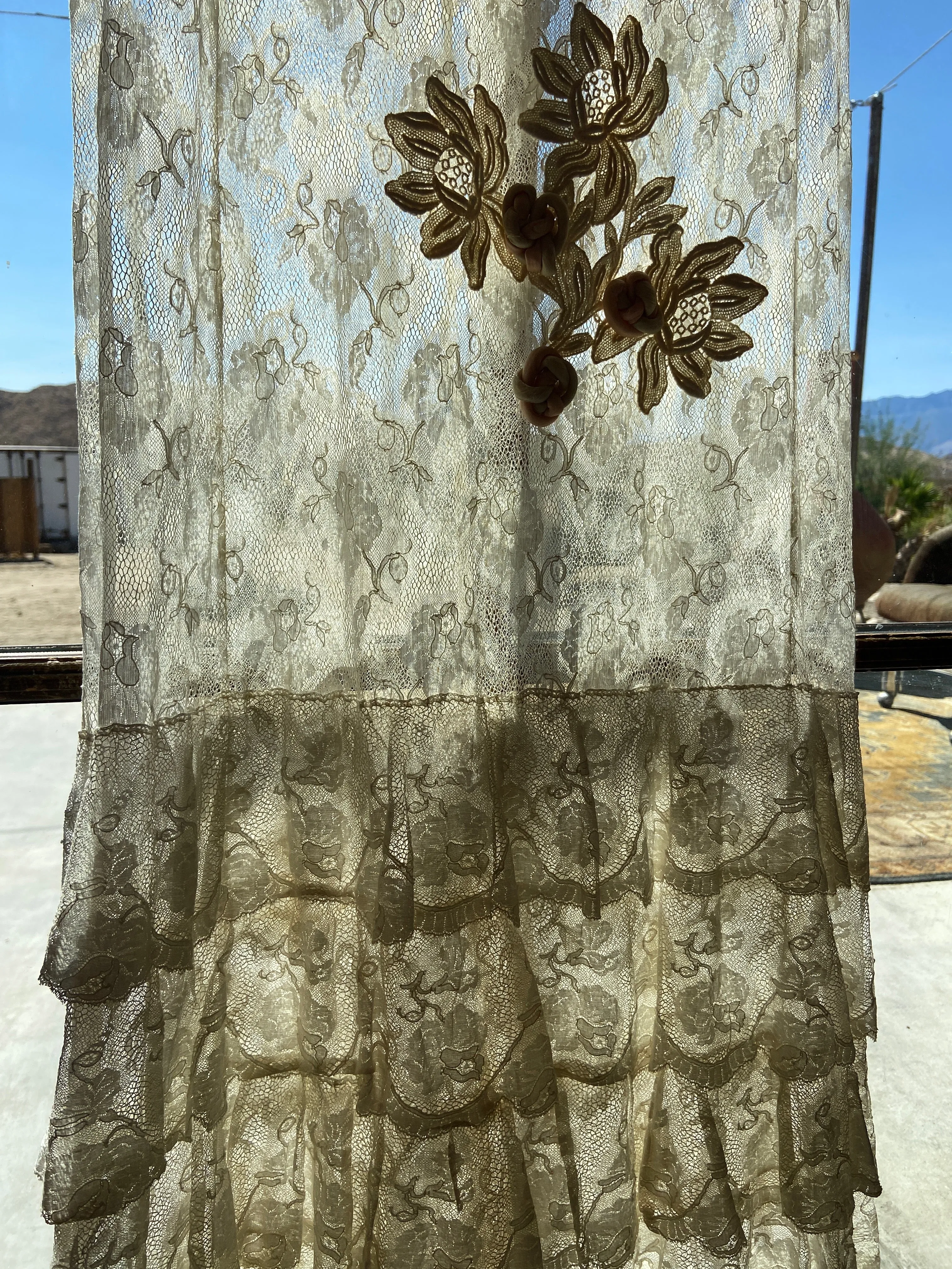 Edwardian Tiered Lace Appliqué Gown