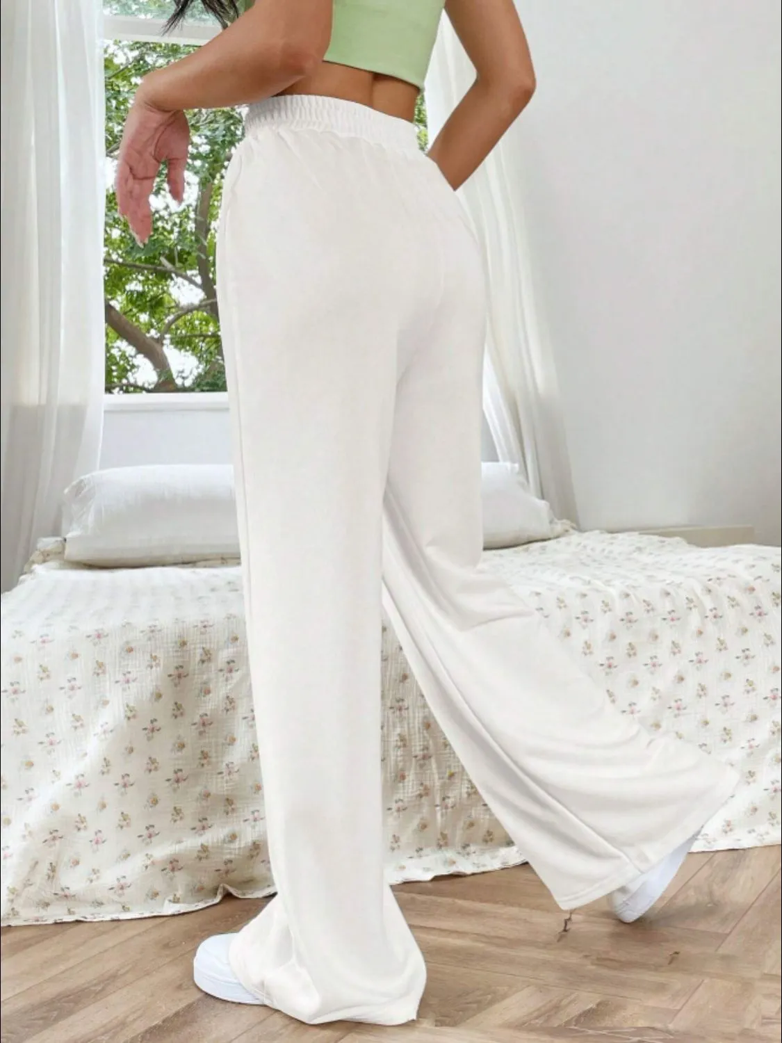 Elastic Waist Wide Leg Pants S-2XL