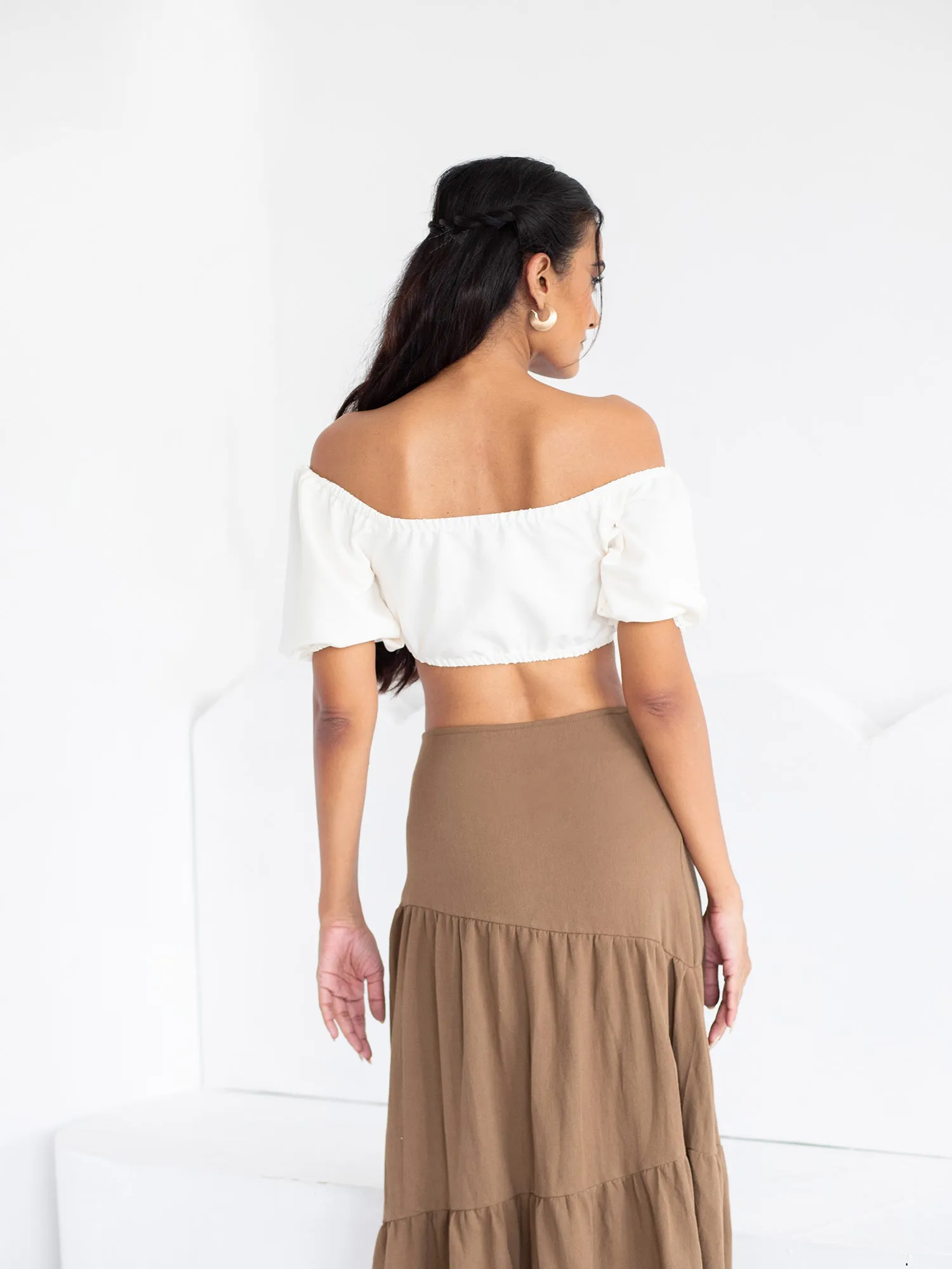 Elasticated Puff Sleeve CropTop