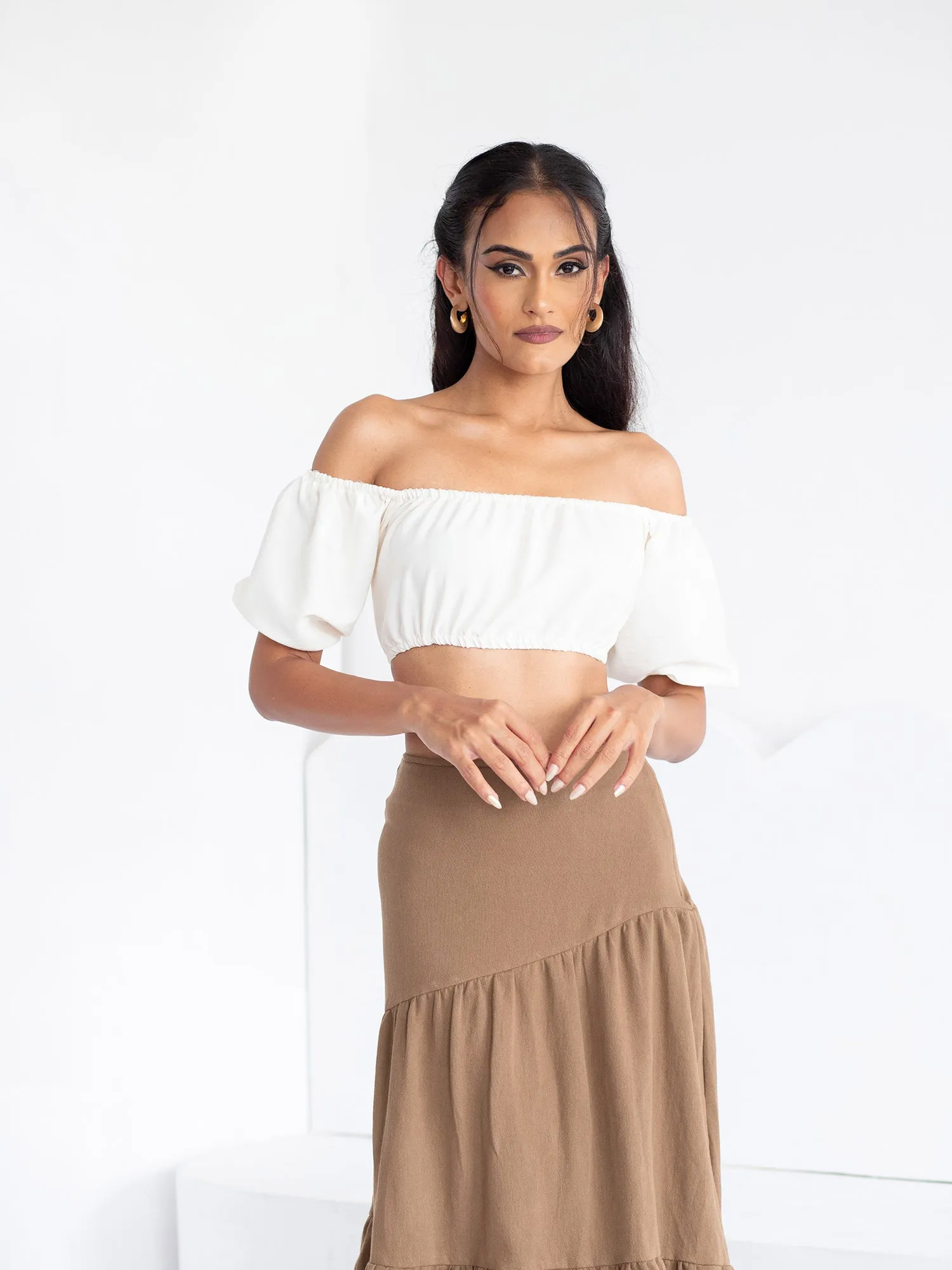 Elasticated Puff Sleeve CropTop