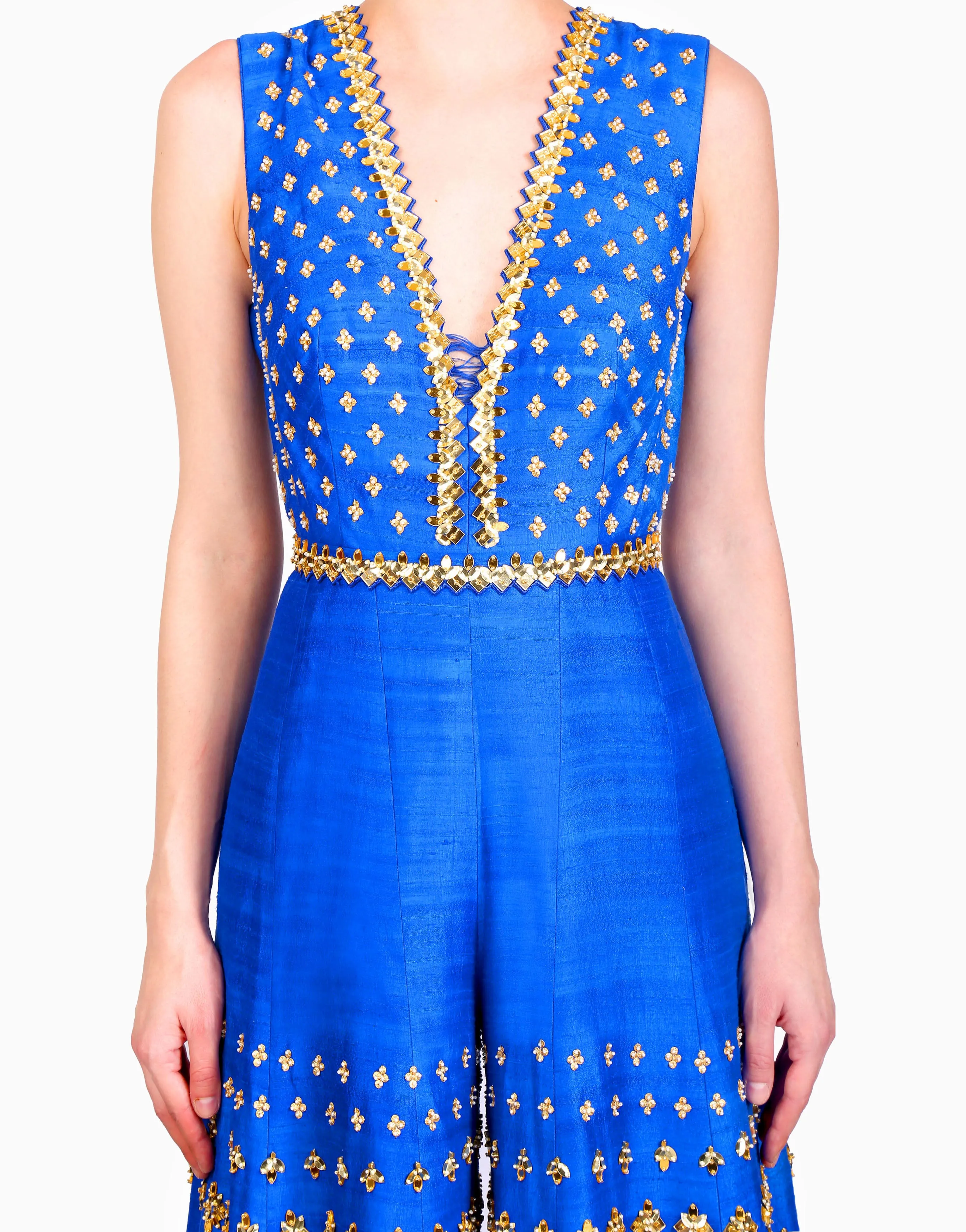 Electric Blue Embellished Jumpsuit
